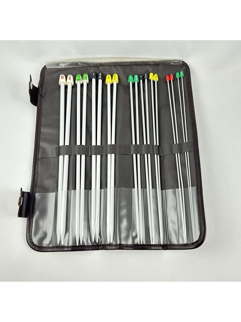 Inox Knitting Needle Set In Fabric Pouch Multicolored Floral Design Roll & Carry
